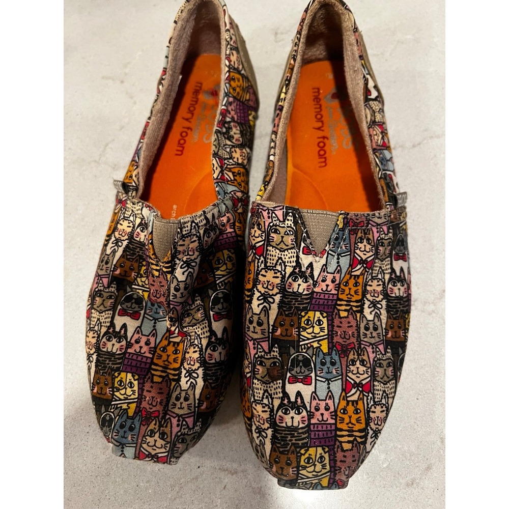 Bobs for Cats Skechers Cat Print Slide On Slip On Memory Foam Shoes Sz 7.5